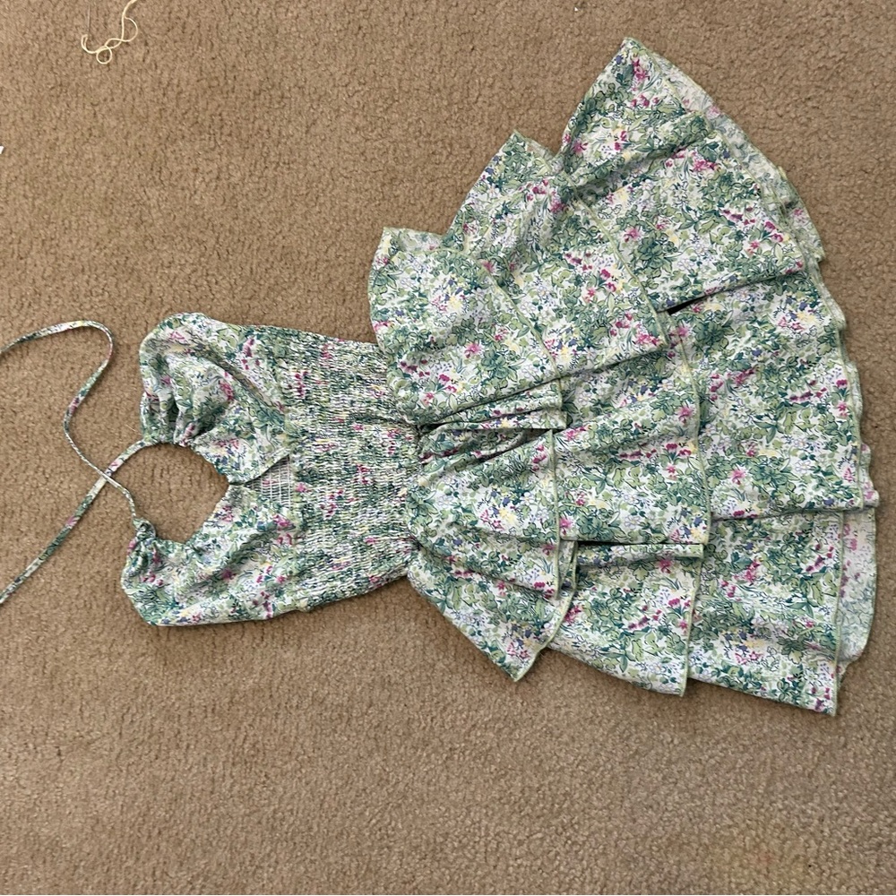 Floral Strap Ruffle Dress